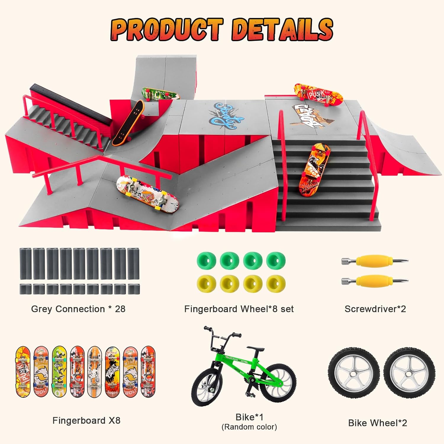 Thumbnail 1 de CS COSDDI 14-in-1 Finger Skateboard Park Kit with 8 Mini Finger Skateboards
