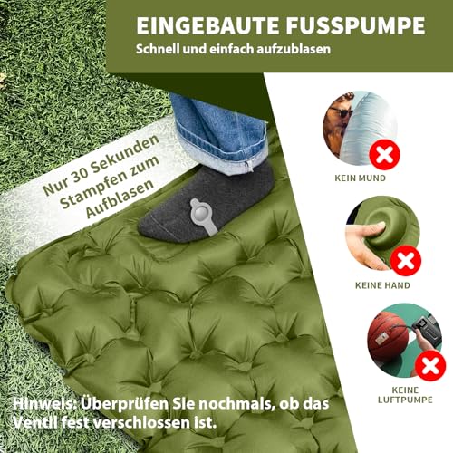 Detalle de HiiPeak Isomatte mit Fußpumpe, integriertem Kissen und 195 × 65 cm