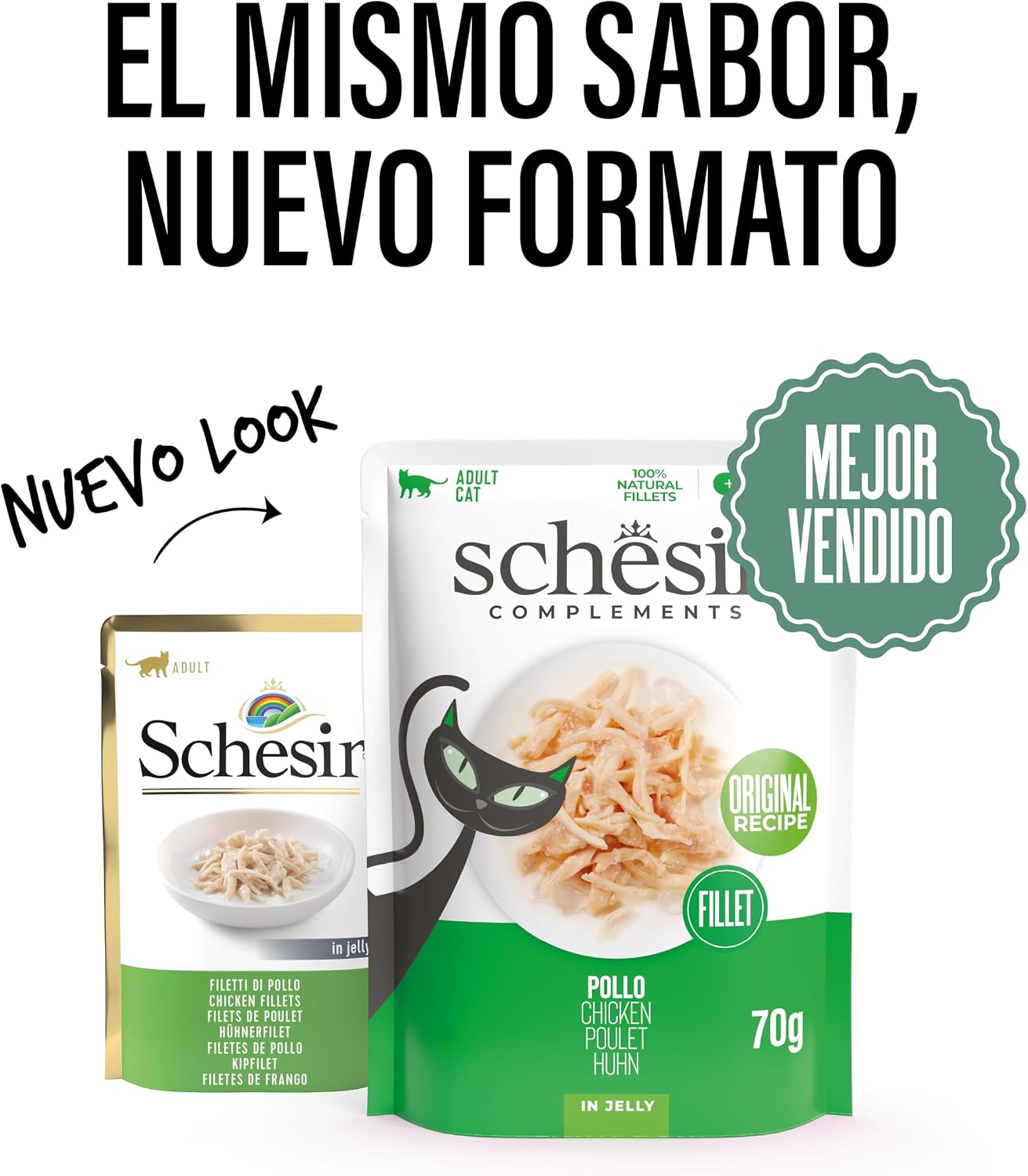 Detalle 2 de Schesir Filetes de pollo 12×70 g para gato 🐱