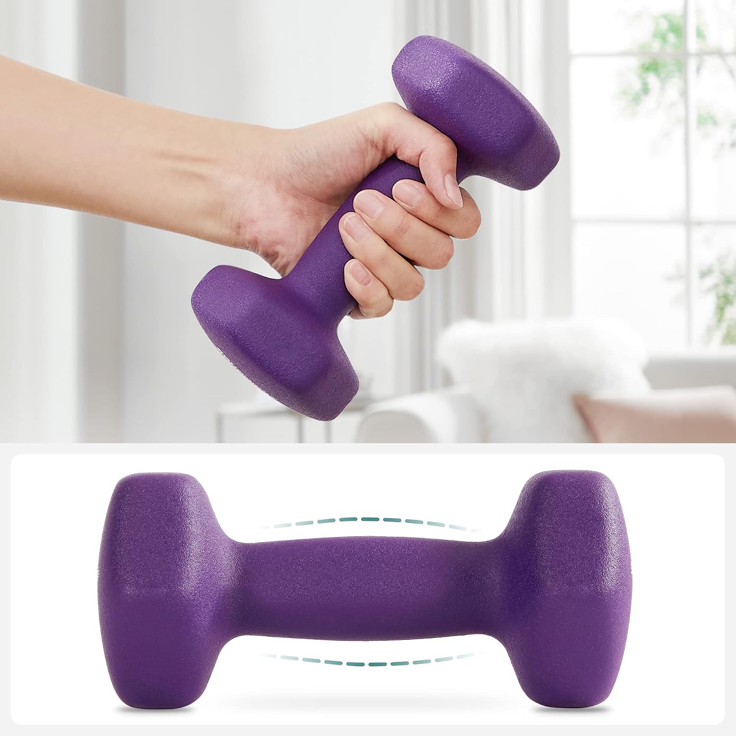 Detalle de SONGMICS 9 kg Dumbbell Set with Storage Stand, Hexagonal Coated Weights