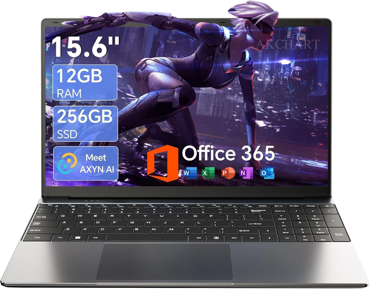 Detalle de AKCHART M156FH 15.6-Inch Laptop, 12GB RAM, 256GB SSD, FHD IPS