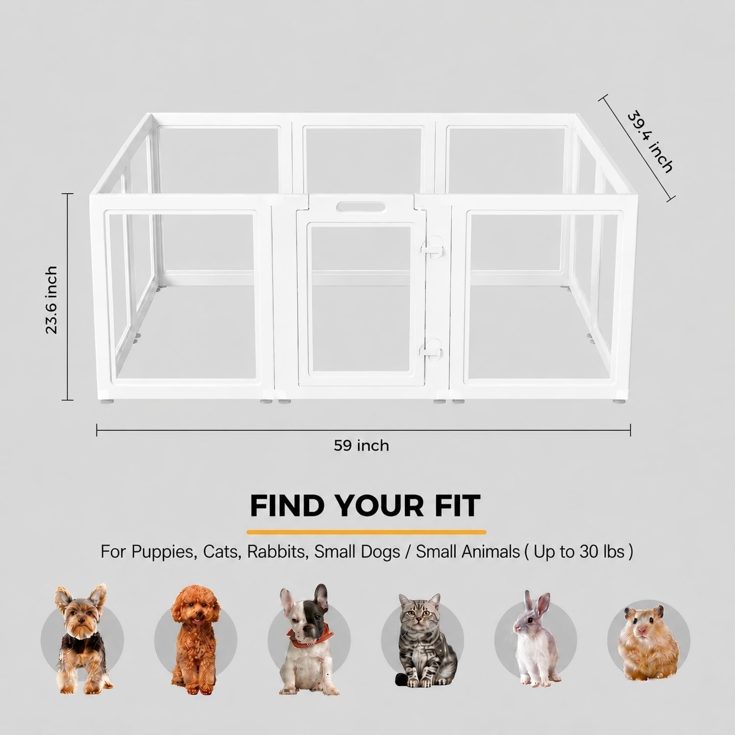 Thumbnail 6 de Everfront Clear Acrylic Dog Playpen Indoor (60cm, 10 Panels)