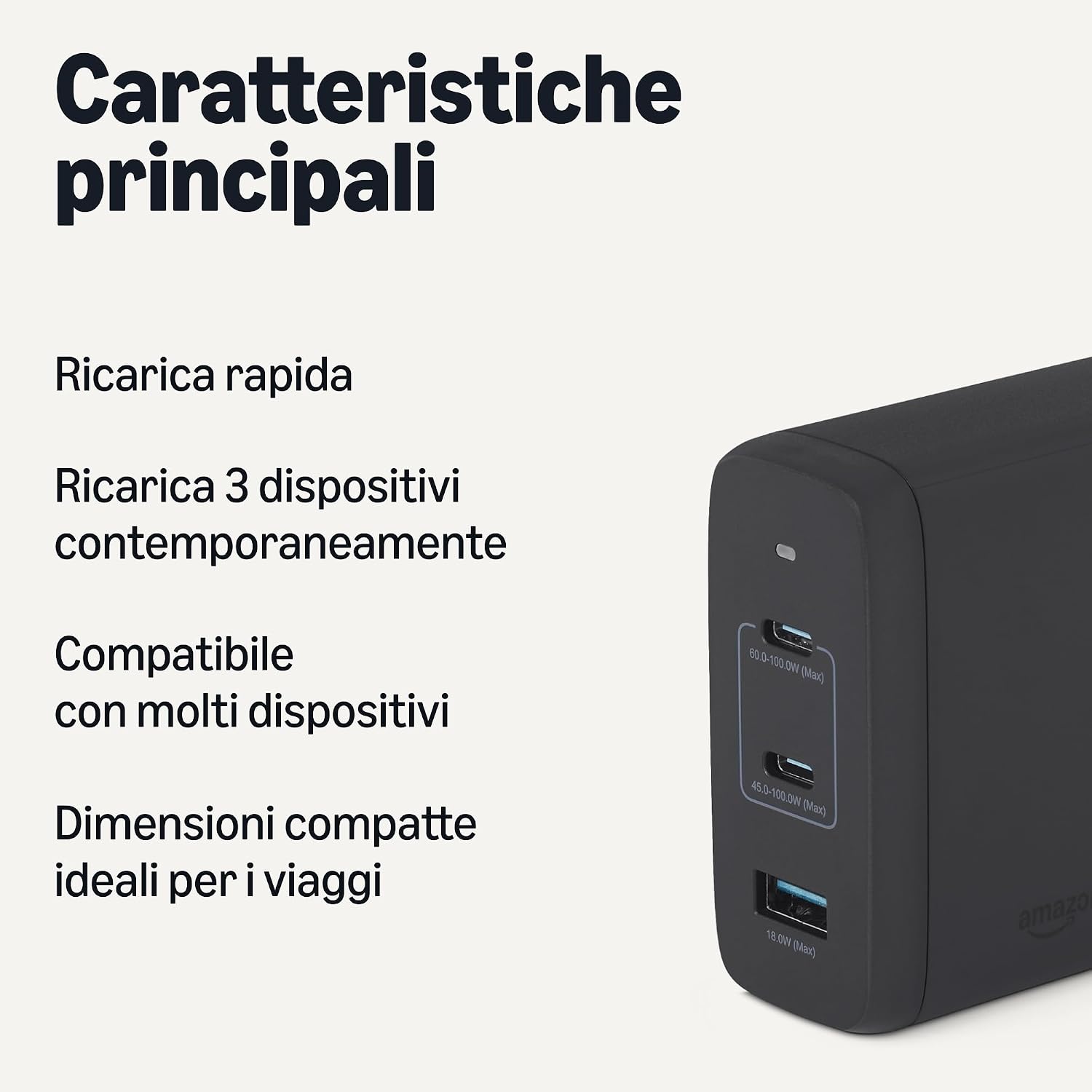 Detalle 2 de Amazon Basics Caricabatterie 120W USB-C USB-A