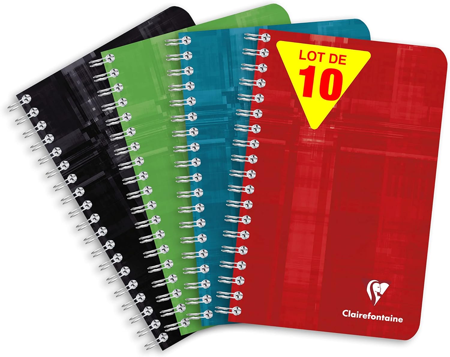 Thumbnail 4 de Clairefontaine 68592C - Lot de 10 carnets à spirale 9x14 cm, 100 pages, papier 90 g, couverture pelliculée, couleurs aléatoires