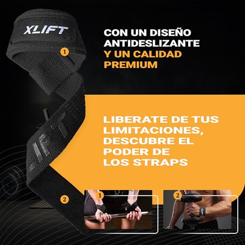 Detalle de XLIFT Straps Gym: correas de levantamiento para agarre seguro en peso muerto y powerlifting