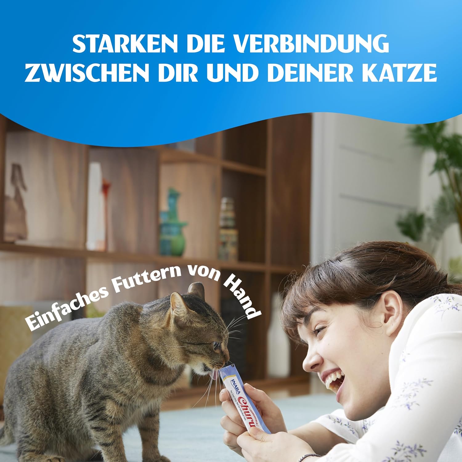 Detalle de INABA Churu Katzen Leckerlies Einzelzutat mit Huhn – Kalorienarm, getreidefrei, 100% natürliches Fleisch, Creamy Leckerli, 20 x 14 g