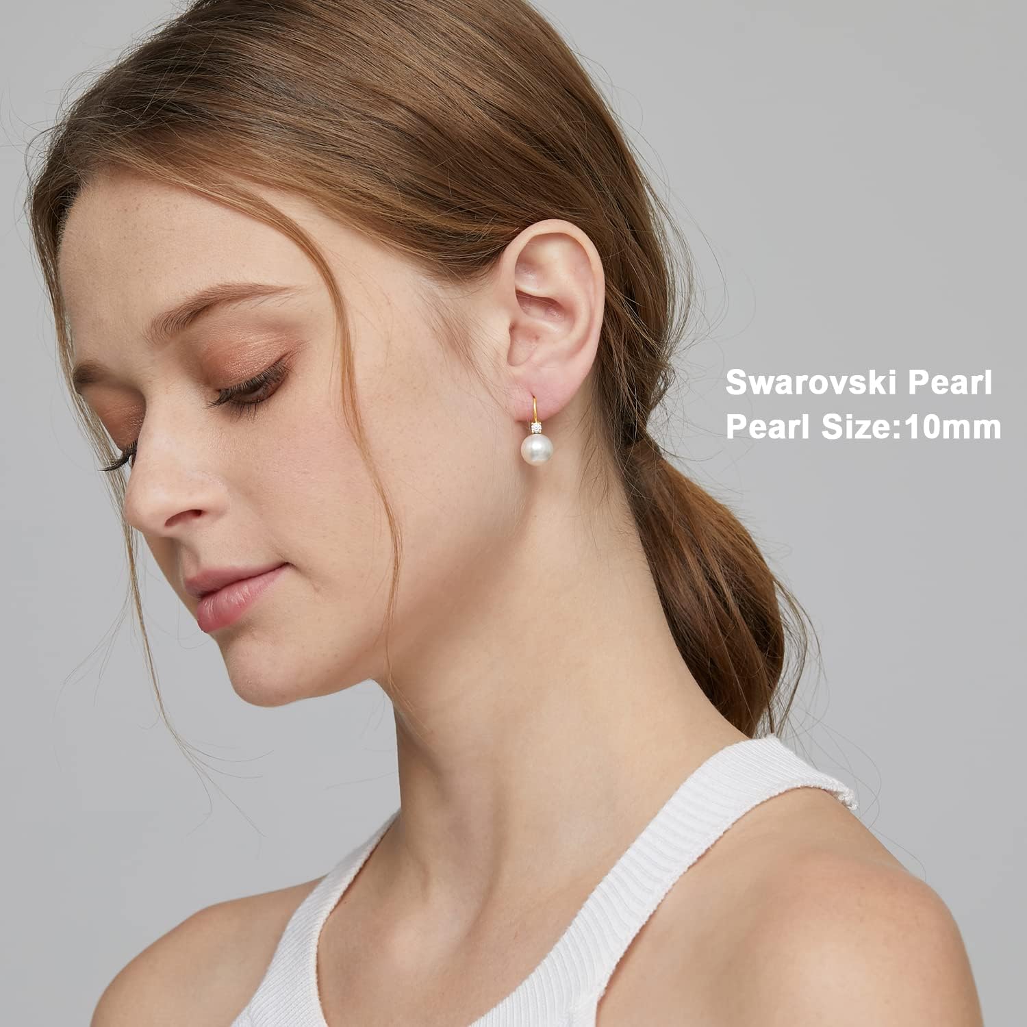 Detalle de Miaofu Perlenohrringe: 18K Weißgold-plattiert, 925 Sterling Silber, hypoallergen, Infinity-Design