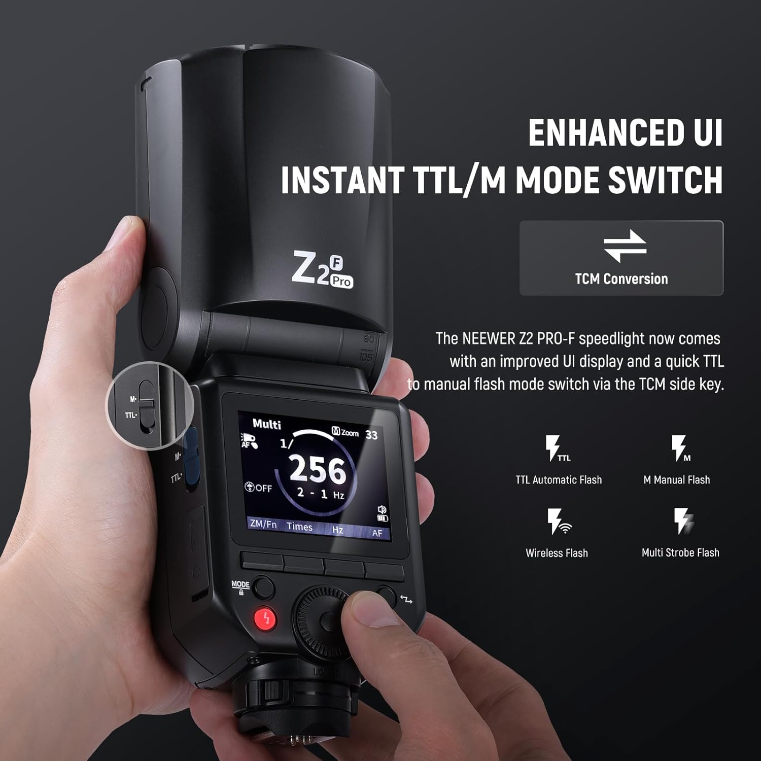 Thumbnail 4 de NEEWER Z2PRO-F 2.4G TTL Round Head Flash Speedlite for Fujifilm (76Ws, HSS 1/8000s, Godox wireless)