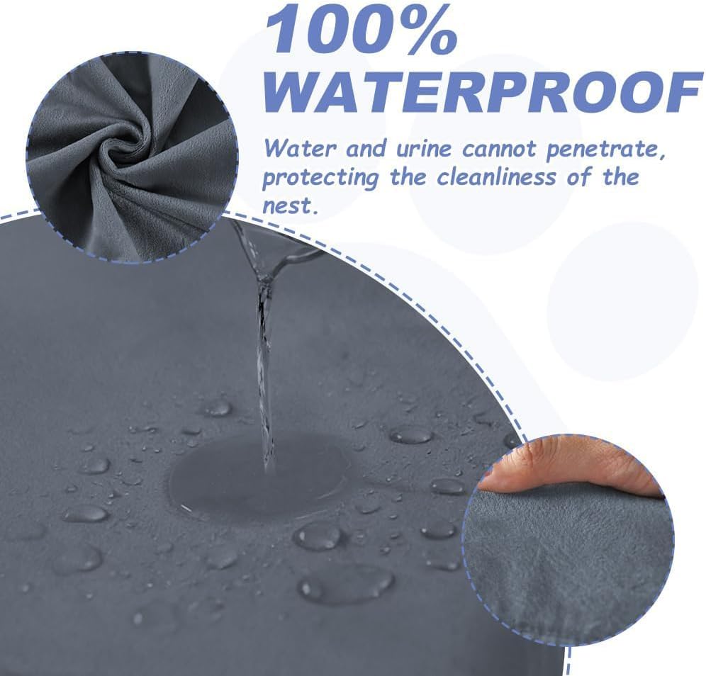 Thumbnail 1 de Housse de lit imperméable pour chien DUJUIKE en velours, doublure lavable et amovible (Gris foncé, taille S)