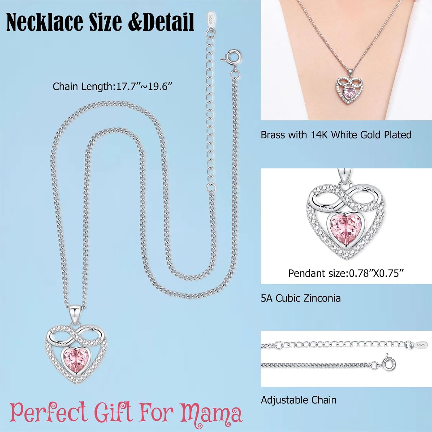 Thumbnail 4 de TIZU Collana donna Cuore Amore infinito con rosa 🎁