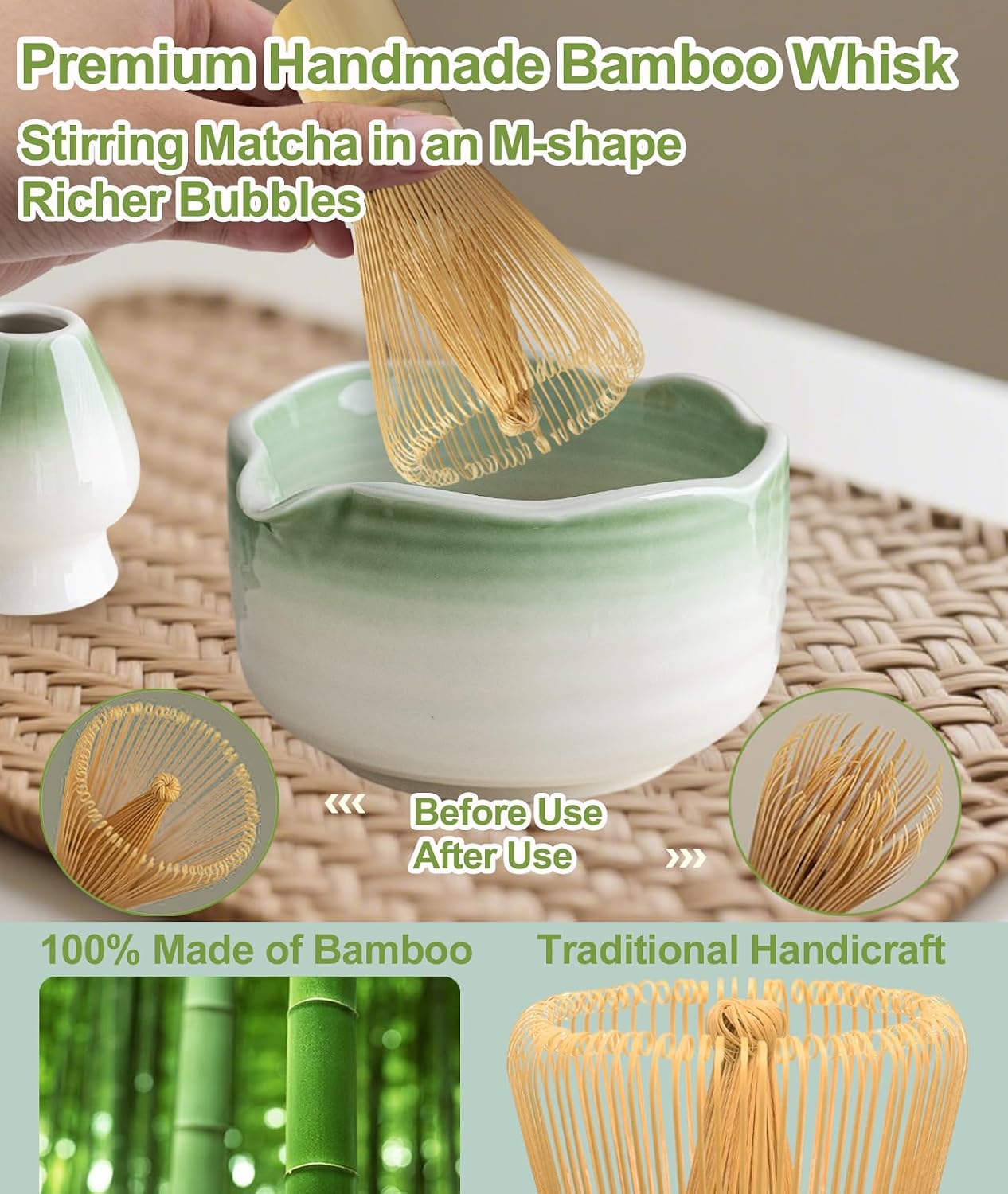 Detalle de JBER Matcha-Set-7PCS – zestaw do matchy, 7 elementów, miseczka 500 ml