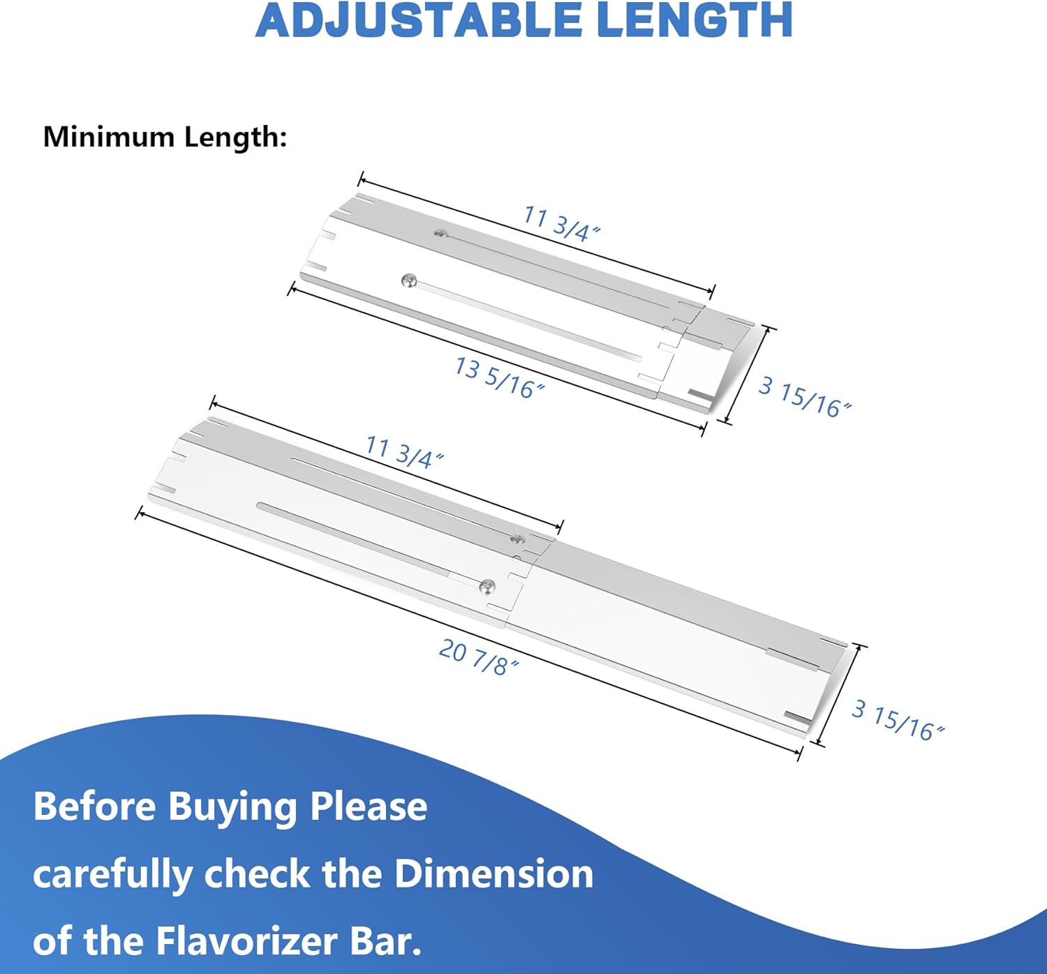 Detalle de GLARETEX Universal Burner Cover Set (3-tlg.) – verstellbare Heizplatten aus Edelstahl für Gasgrills, 29,8 bis 53 cm