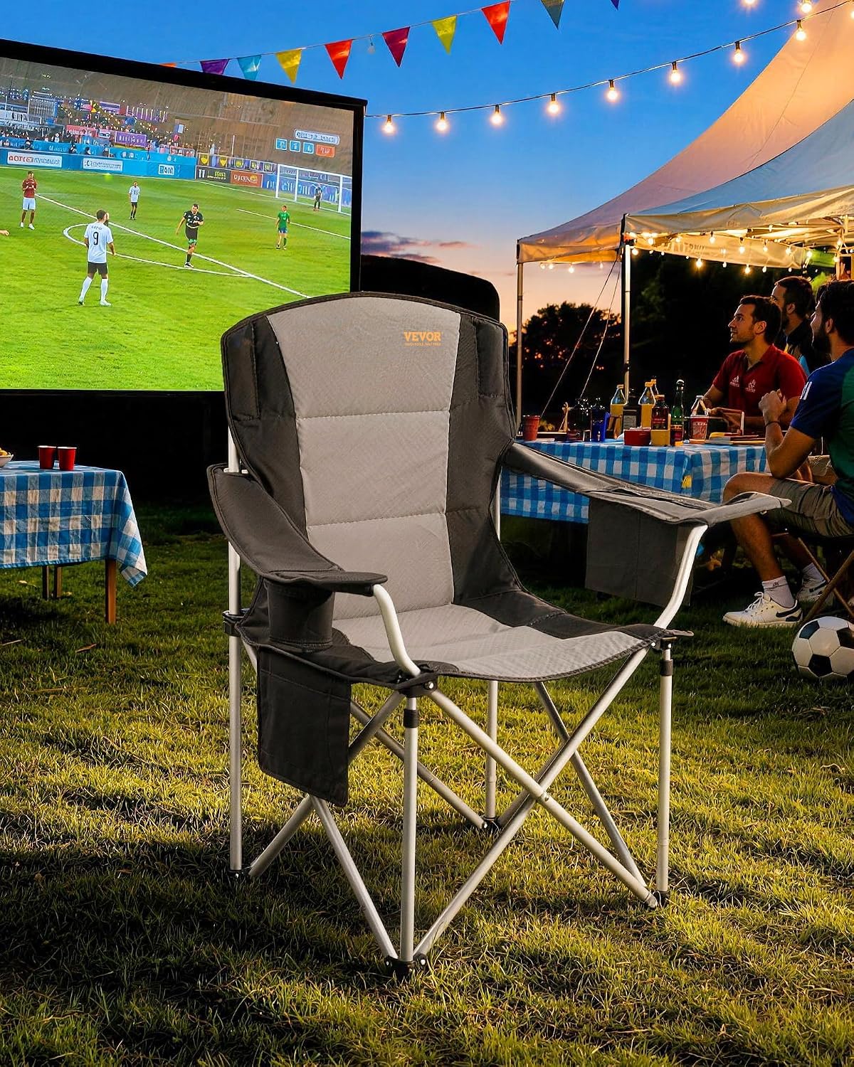 Thumbnail 1 de VEVOR Oversized Camping Folding Chair, 600D Oxford Fabric, Padded Backrest