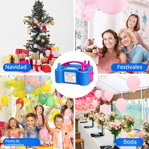 Thumbnail 7 de FLSEPAMB Inflador de Globos Eléctrico 600W: Hinchador Portátil 2+2 Boquillas para Bodas y Fiestas