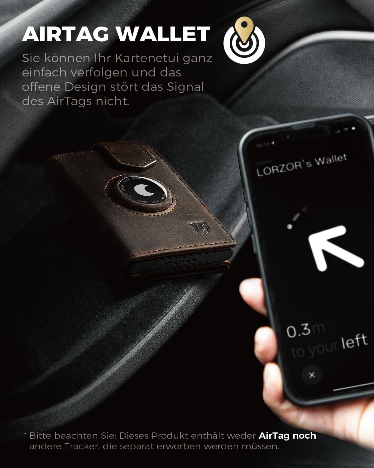 Thumbnail 6 de LORZOR® Design für AirTag Wallet – Slim Wallet mit Münzfach, RFID-Blocker und Aluminium-Kartenbox