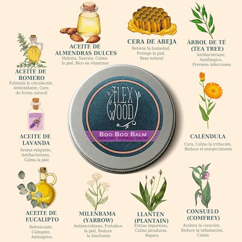 Thumbnail 2 de The Ilex Wood Bálsamo de hierbas calmante Boo Boo (100 ml), orgánico y hecho a mano para piel irritada