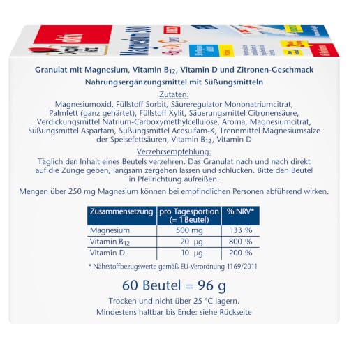 Thumbnail 6 de Doppelherz Magnesium 500 + B12 + D3 DIRECT mit DEPOT-Funktion – Hochdosierte Mikropellets mit Zitronengeschmack