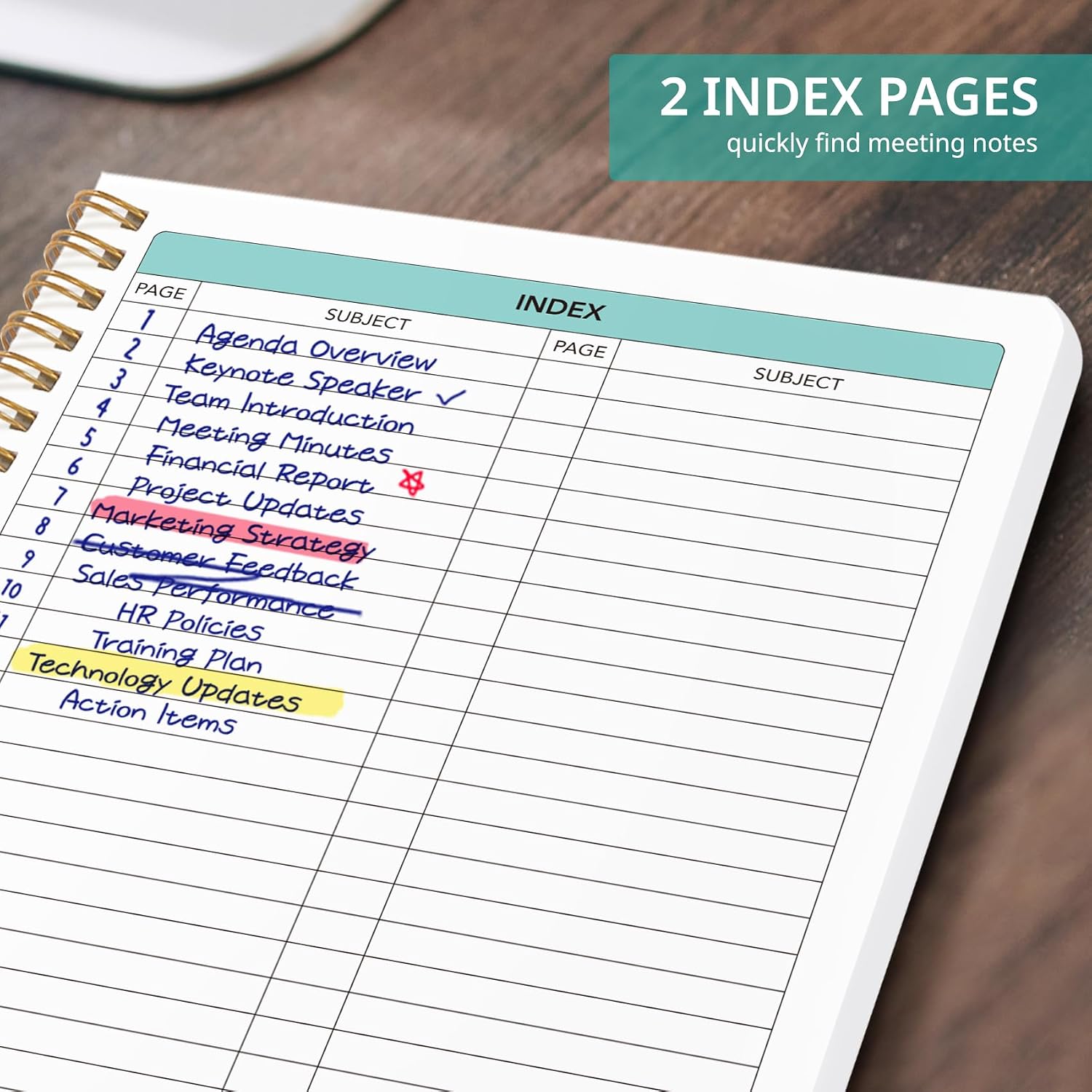 Detalle de Taja T011-New-Meeting-Green Meeting Notebook, 6.9 x 9.7 in, 140 Pages