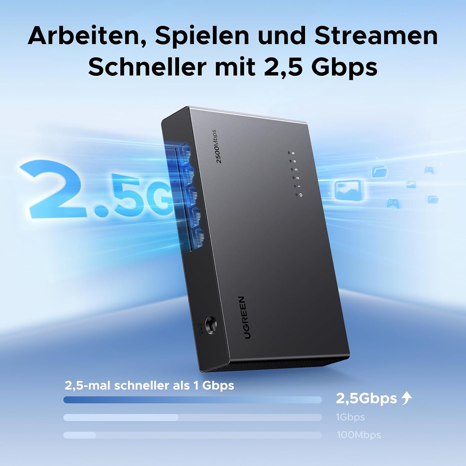 Thumbnail 1 de UGREEN 2.5G LAN Switch mit 5 Ports