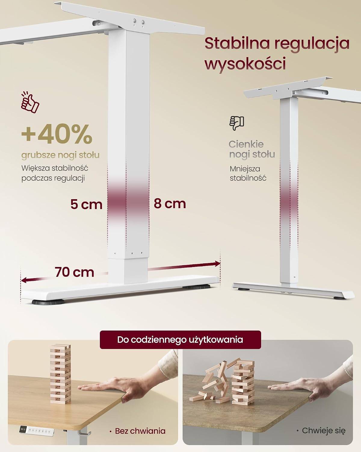 Detalle 1 de VASAGLE BALOK LSD144YA02 – biurko elektryczne 140 × 80 cm z pamięcią i USB-C