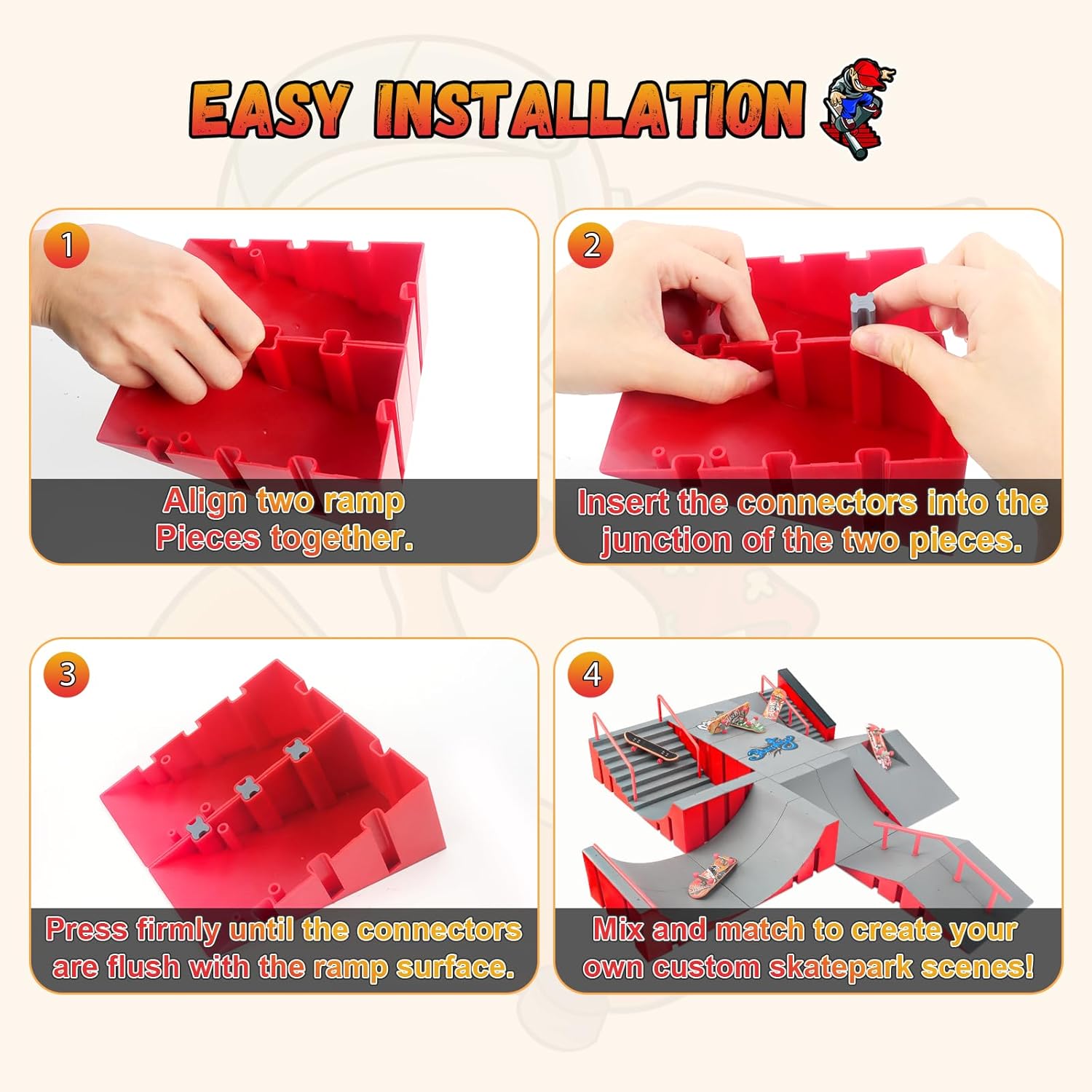 Thumbnail 4 de CS COSDDI 14-in-1 Finger Skateboard Park Kit with 8 Mini Finger Skateboards