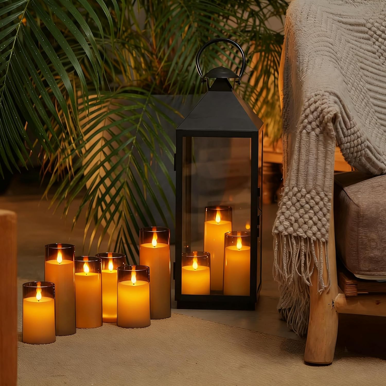 Detalle de Homemory Gray Flameless LED Candles, Acrylic Shells, Remote and Timer, Set of 9