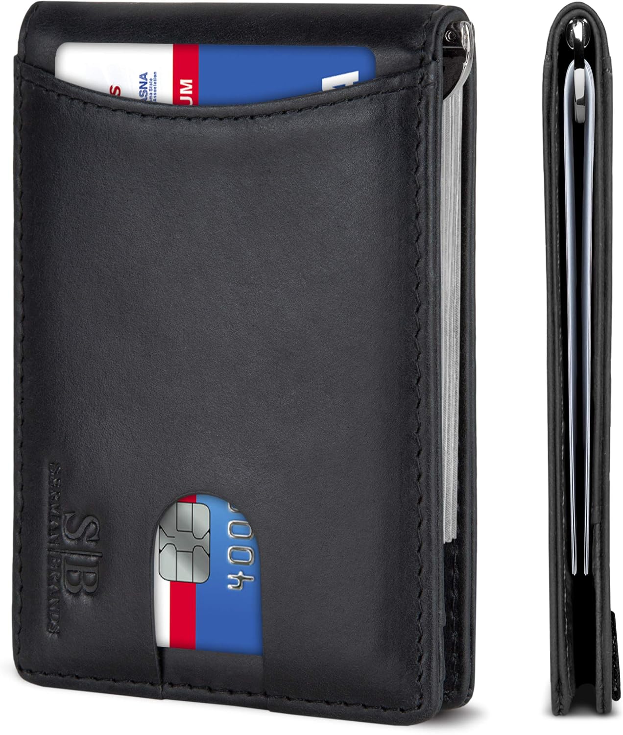 Detalle de SERMAN BRANDS RFID Slim Bifold Wallet with Money Clip