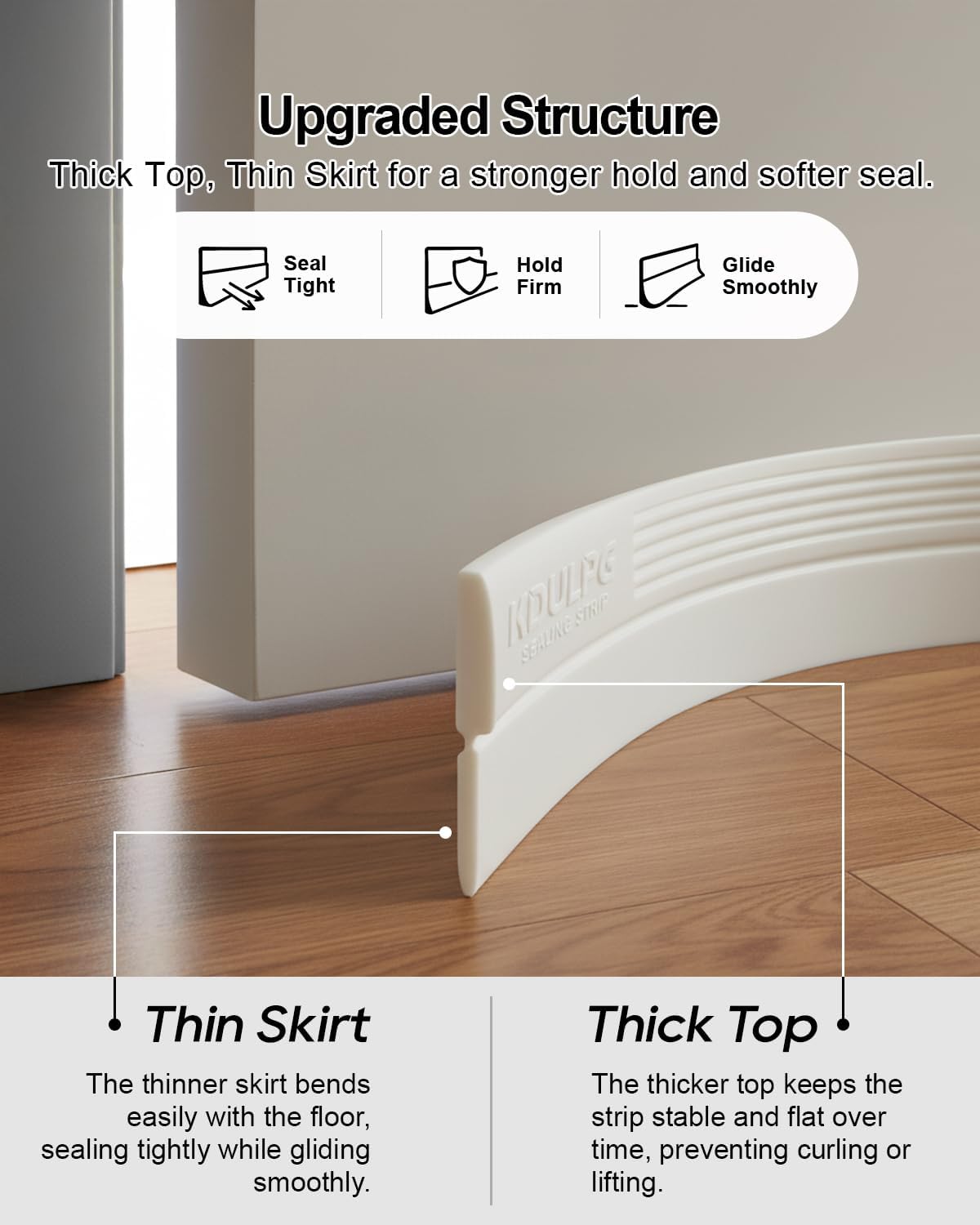 Detalle 2 de Upgraded Silicone Draught Excluder for Doors – Self-Adhesive White Door Seal