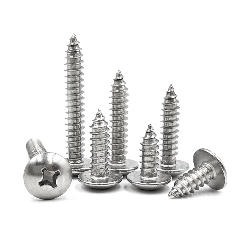 Detalle de SHUNCHG 20 Pcs Silver M6 x 45mm Self-Tapping Wood Screws (304 Stainless) Mushroom Head