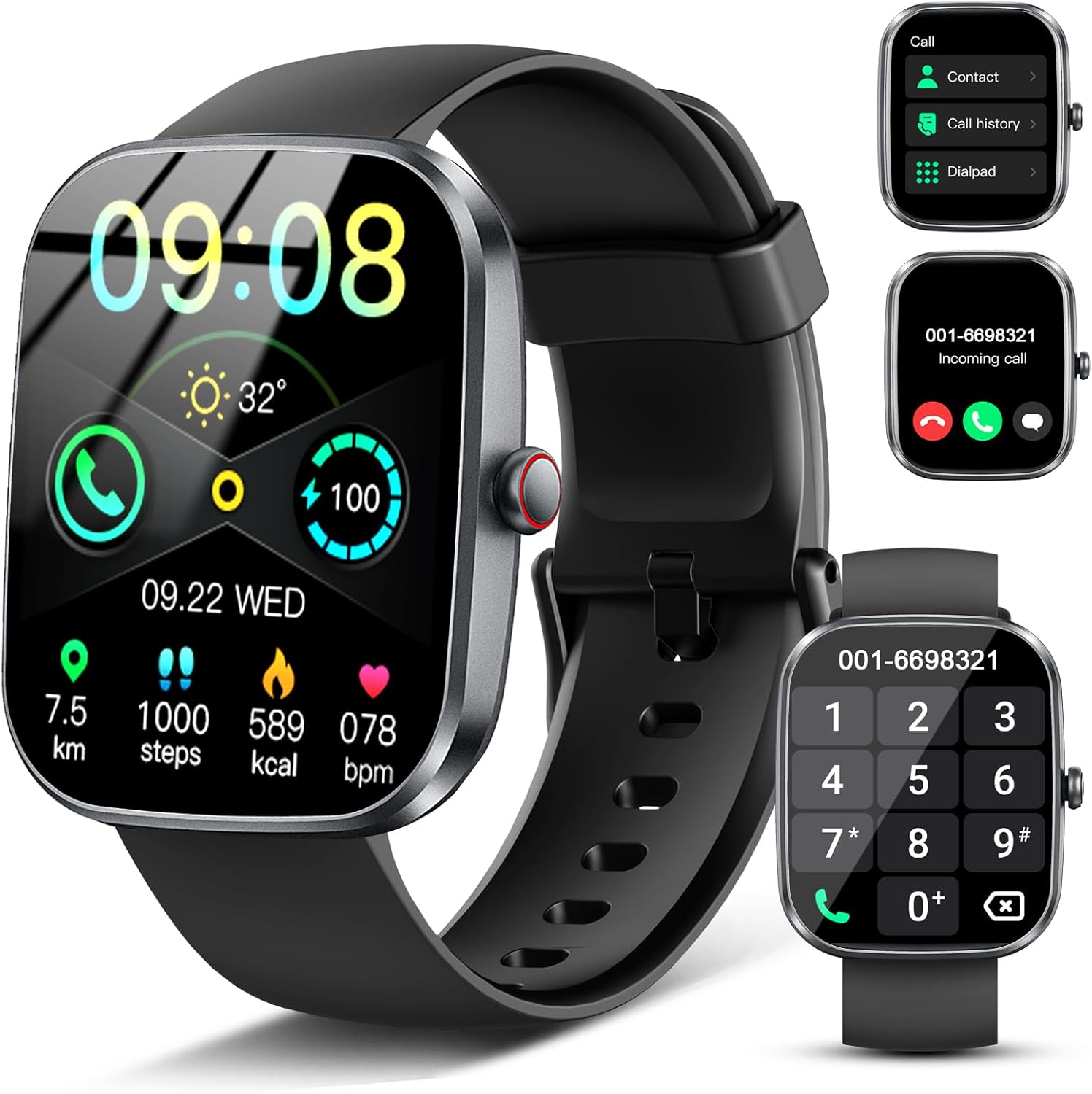 Detalle de Soudorv Smart Watch (2026) 1.91" HD Bluetooth 5.4 Calling with SpO2, Heart Rate & Sleep Monitoring