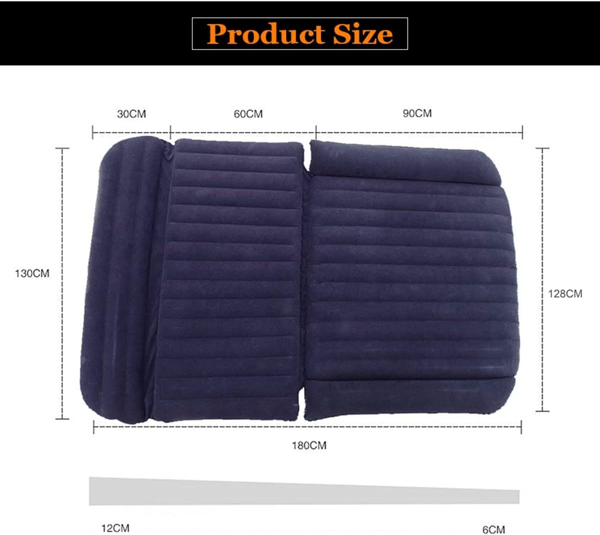 Detalle 2 de HAOYAO Materassino Gonfiabile per Auto: Letto ad Aria 180x128x12 cm per SUV, dividibile in divano