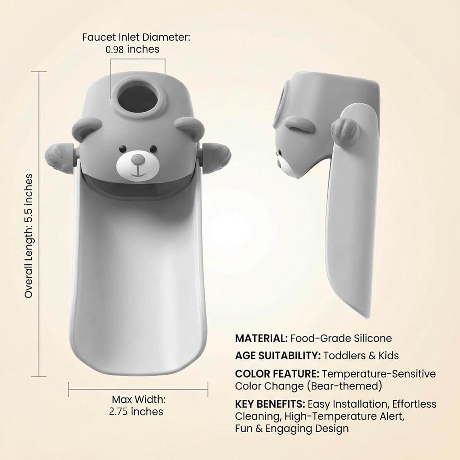 Thumbnail 6 de SKYROKU SLT001 Toddler Faucet Extender, Grey, U-Shaped Spout