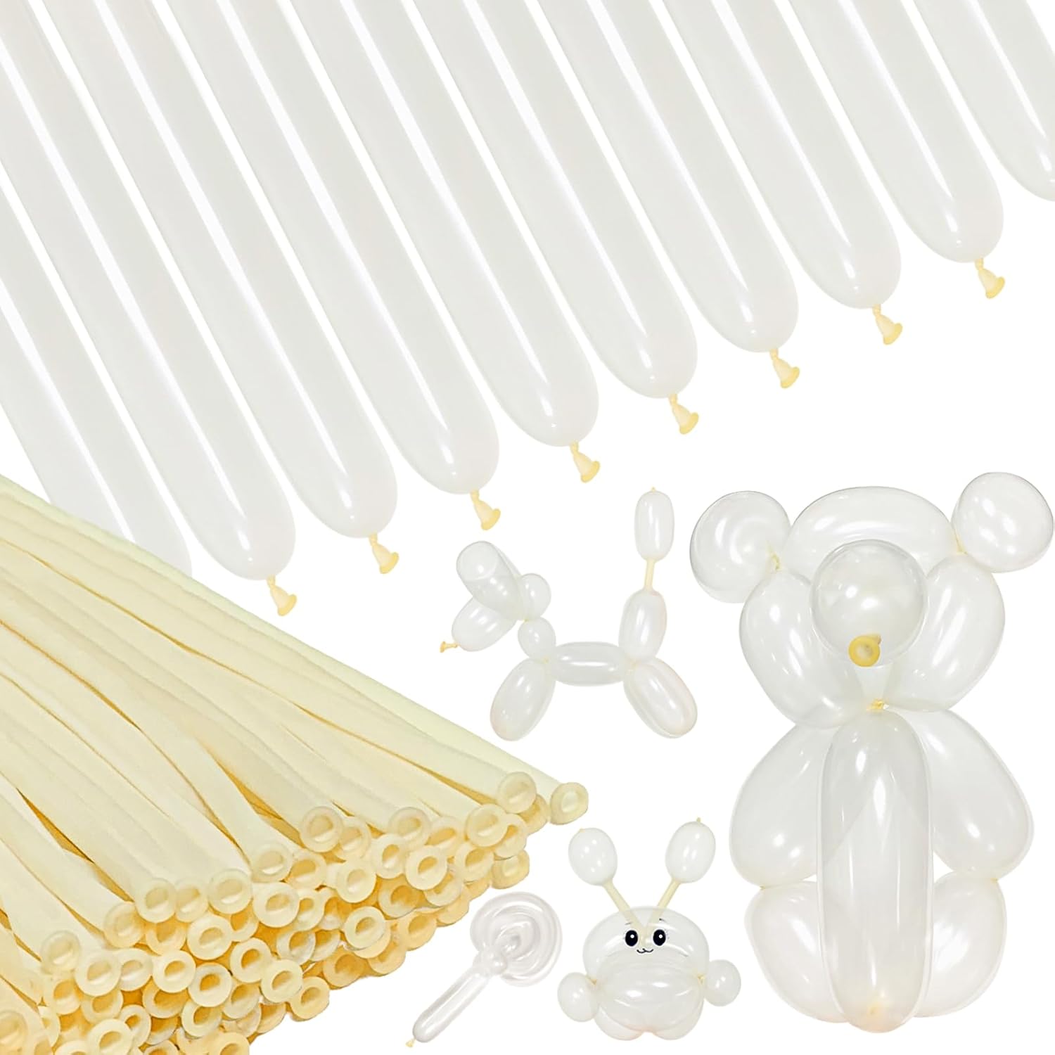 Detalle de Clear 260 Balloons 100Pcs – Long Skinny Modelling Latex Balloons for Beginners