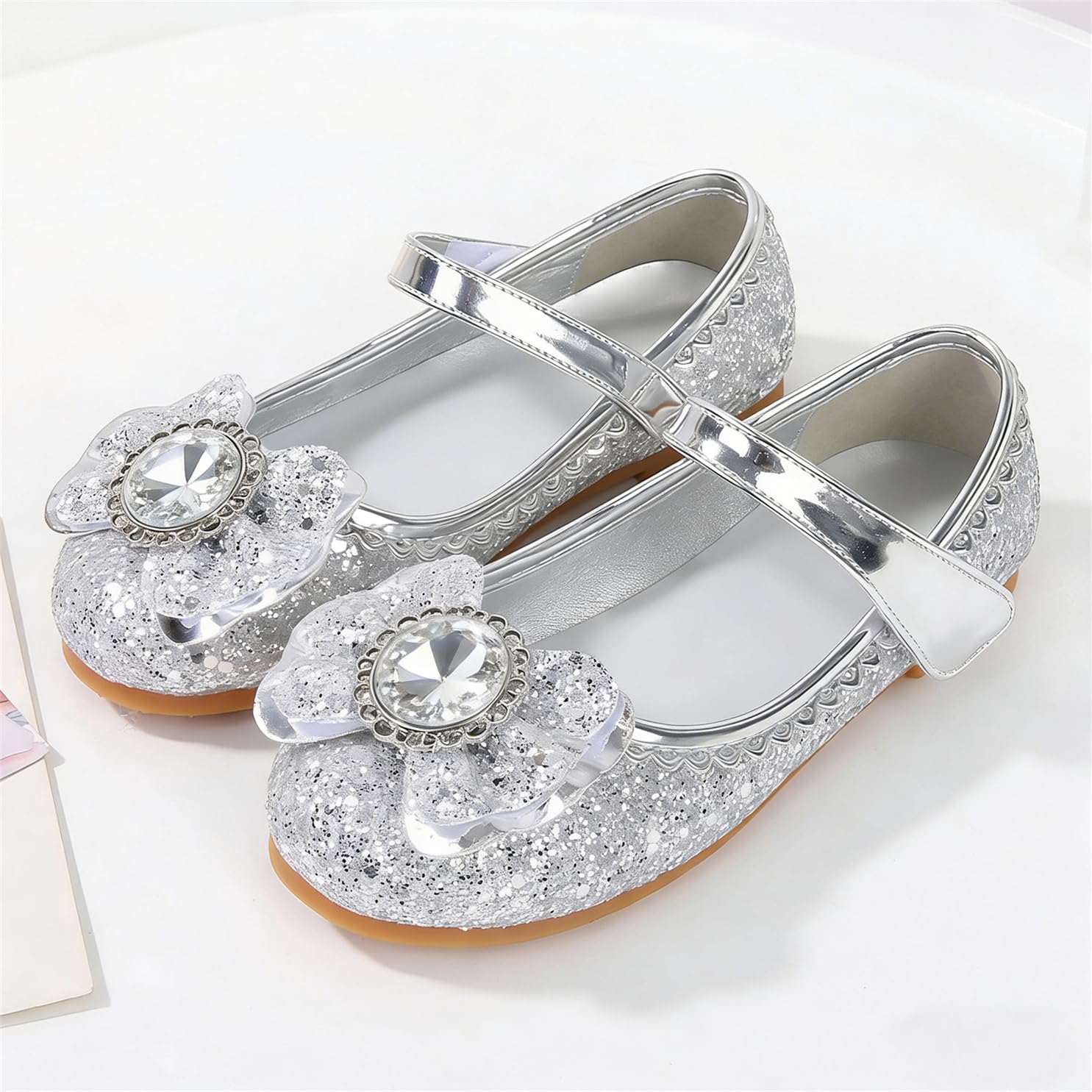 Thumbnail 5 de FStory&Winyee Mädchen Prinzessin-Sandalen mit Glitzer, Kristall-Optik & Elsa-Brosche (Zubehör für Kostüm, Karneval & Party)