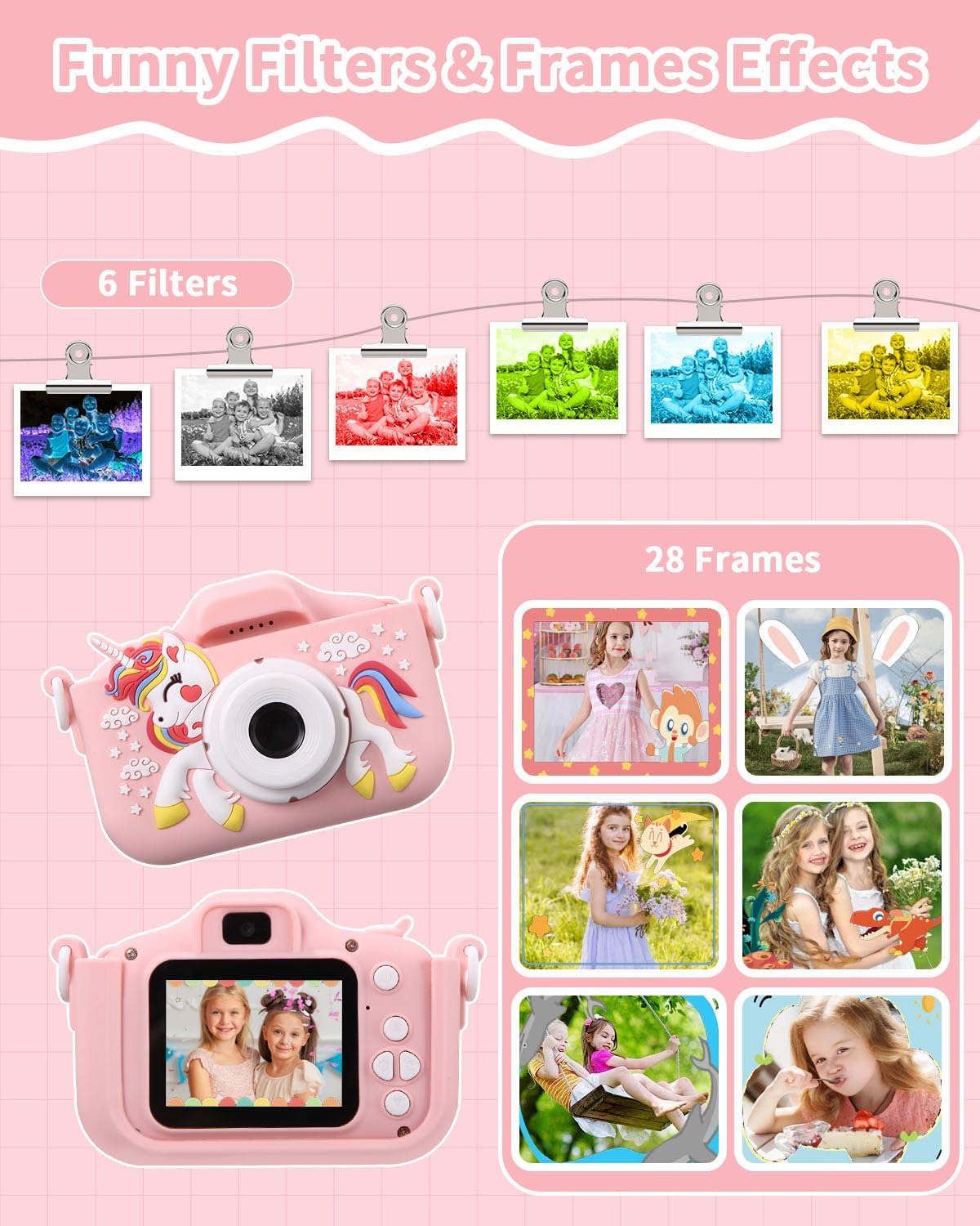 Thumbnail 3 de Macchina Fotografica per Bambini 2.0" Pollici con 64GB inclusa – 1080P, Custodia in silicone e accessori