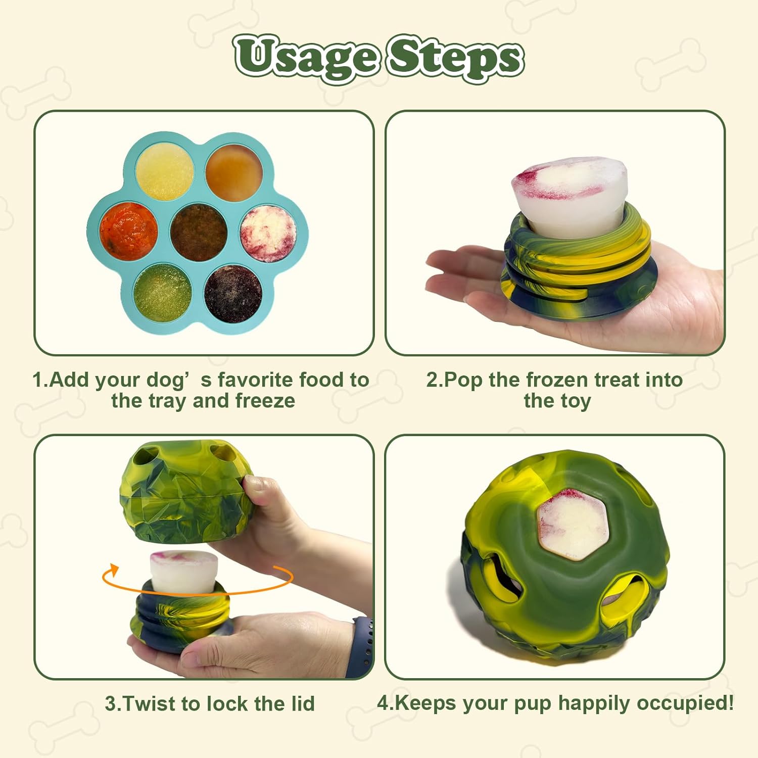 Thumbnail 1 de Freezeball Dog Toys 5-in-1 frozen treat puzzle for large dogs (Green, Small)