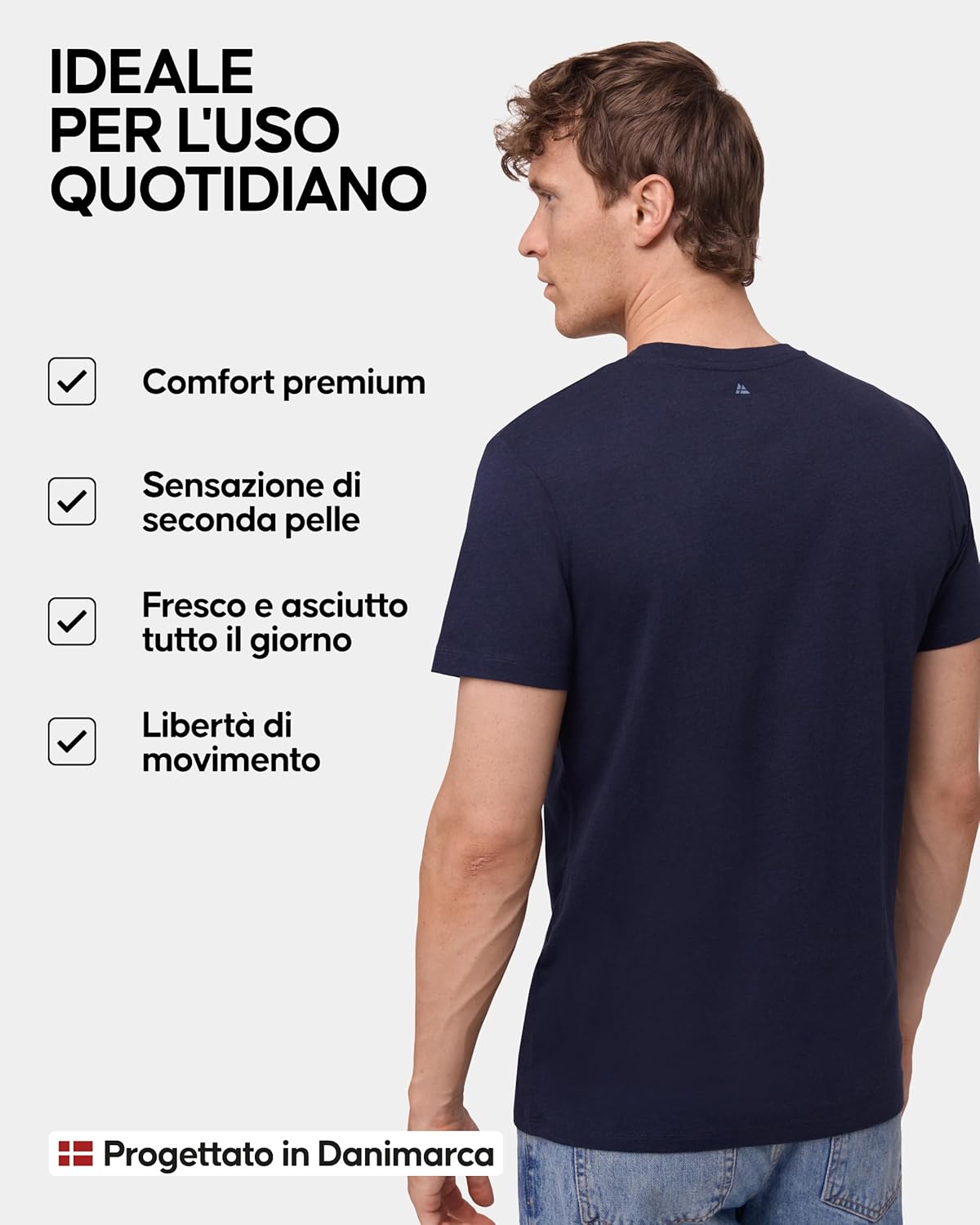 Detalle de DANISH ENDURANCE T-Shirt Uomo Cotone e Modal – senza etichetta, comfort da seconda pelle