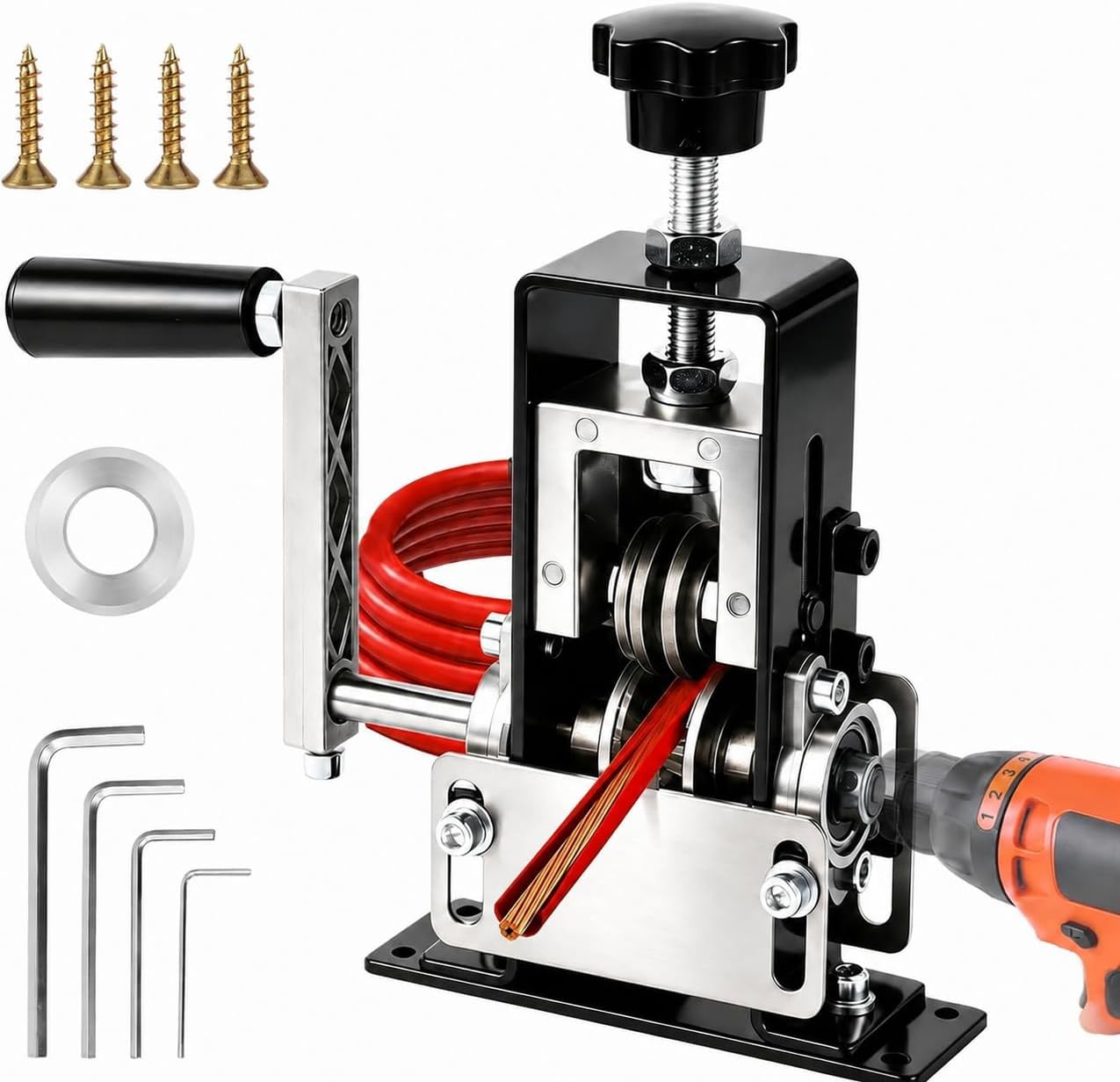Detalle de VRAJJTY Wire Stripper Machine, 0.06"–1" Range, Silver