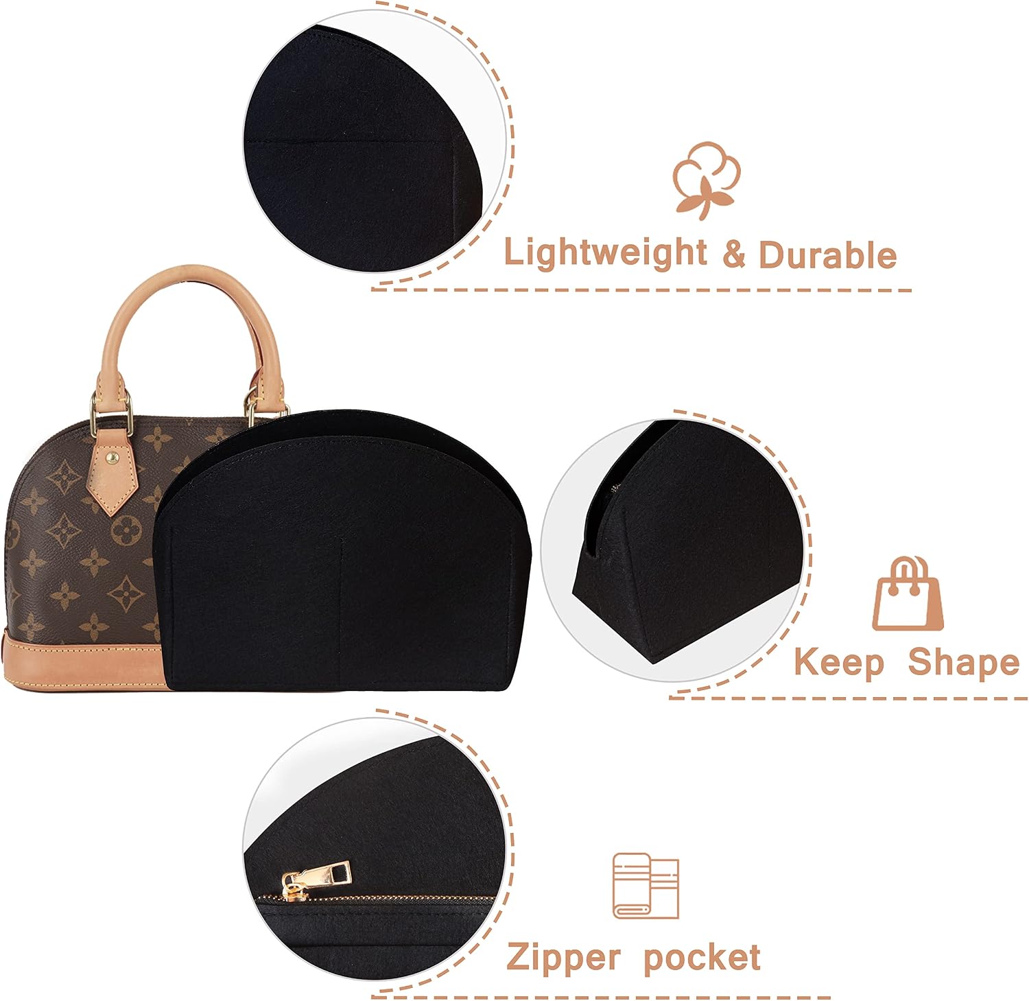 Thumbnail 2 de Soyizom felt bag organiser insert for Alma BB / Alma PM (felt liner organiser)