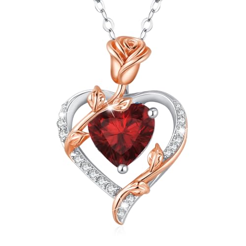 Detalle de MISUMOR Collar Mujer con Colgante de Corazón Rosa – Regalo Original para Ella