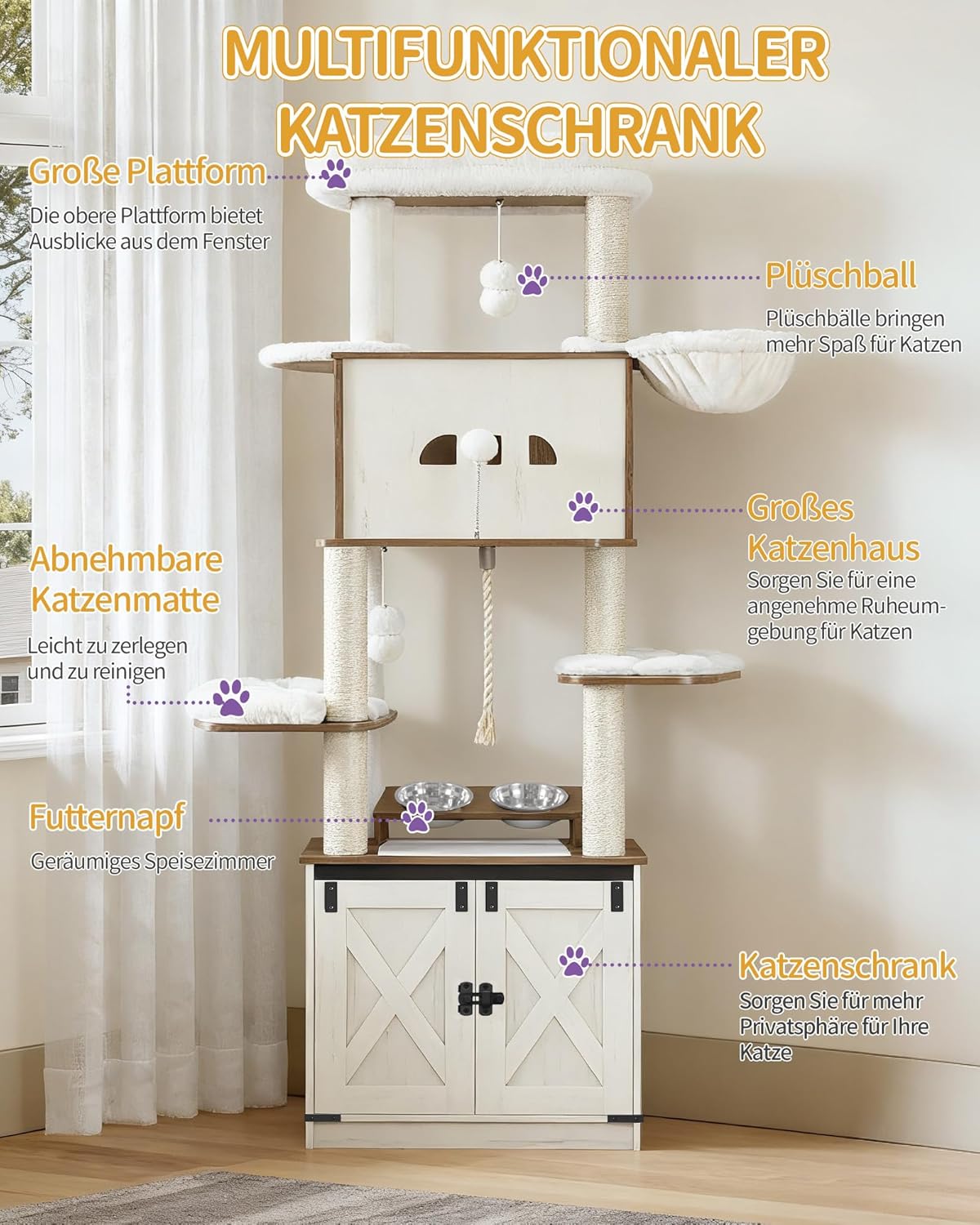 Thumbnail 3 de Hzuaneri Kratzbaum CB89014WT 173 cm 🐱