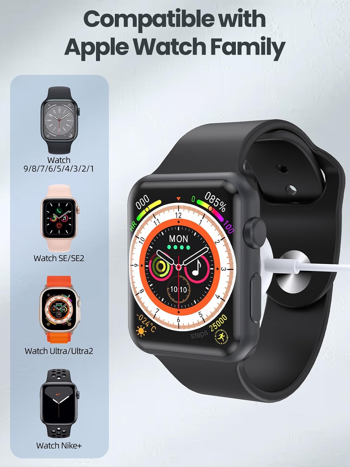 Thumbnail 5 de Dual Watch Charger Cable for Apple Watch (Magnetic Wireless) – Portable iWatch Charging Lead (Adapter Not Included)