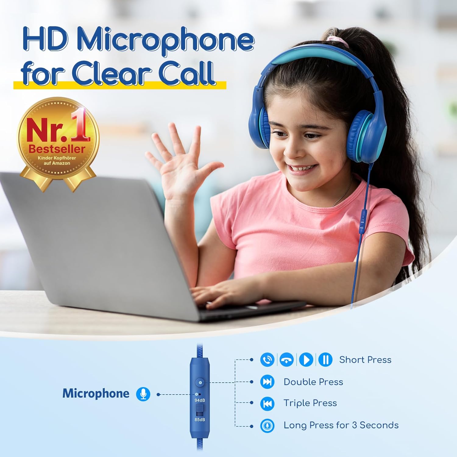 Detalle 2 de EarFun Kids Headphones 85dB wired headphones