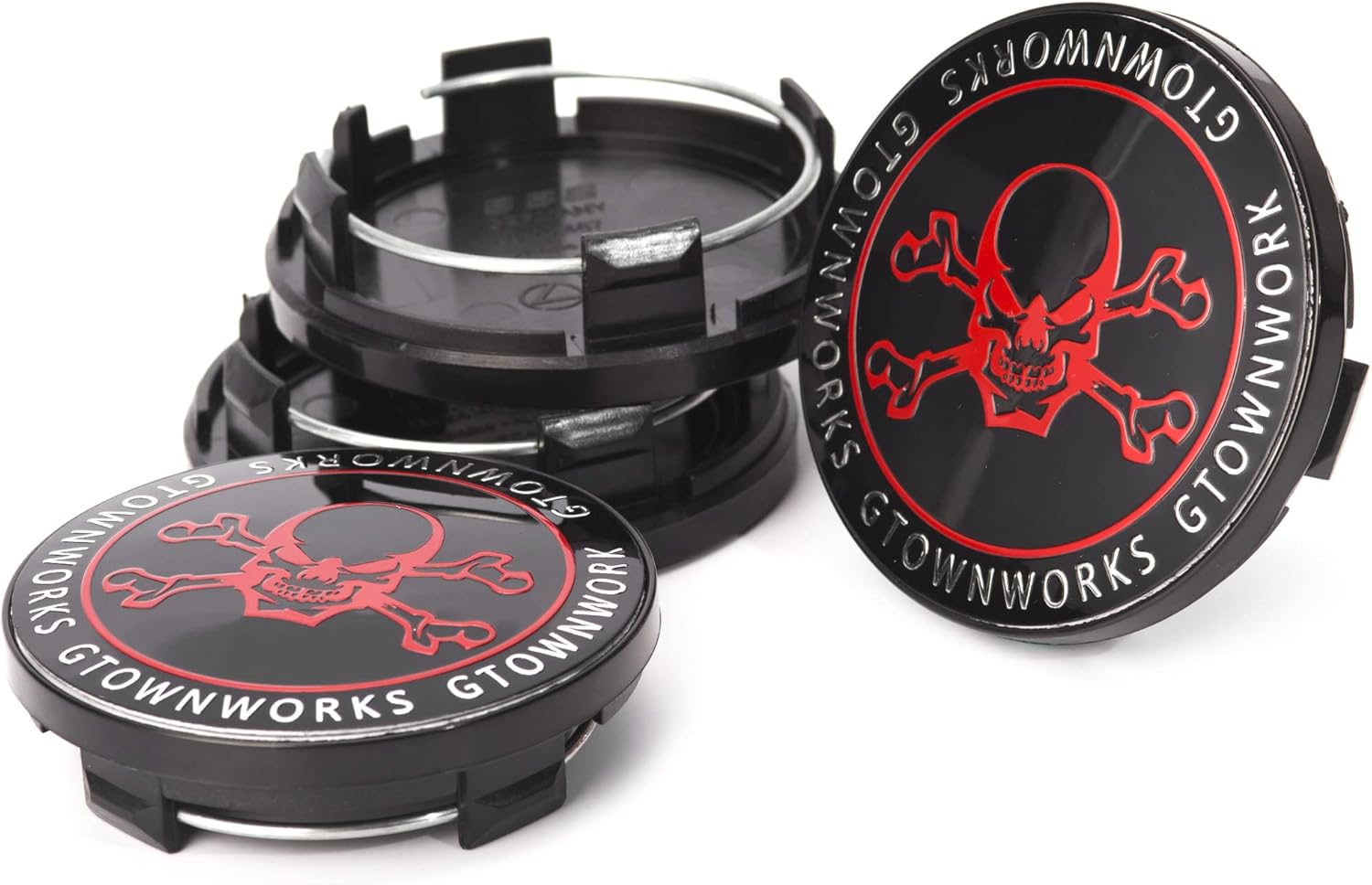 Detalle de 4 x 70.6 mm Black Skull Hub Caps (AD 70.6 mm, ID 60.6 mm) – Pack of 4