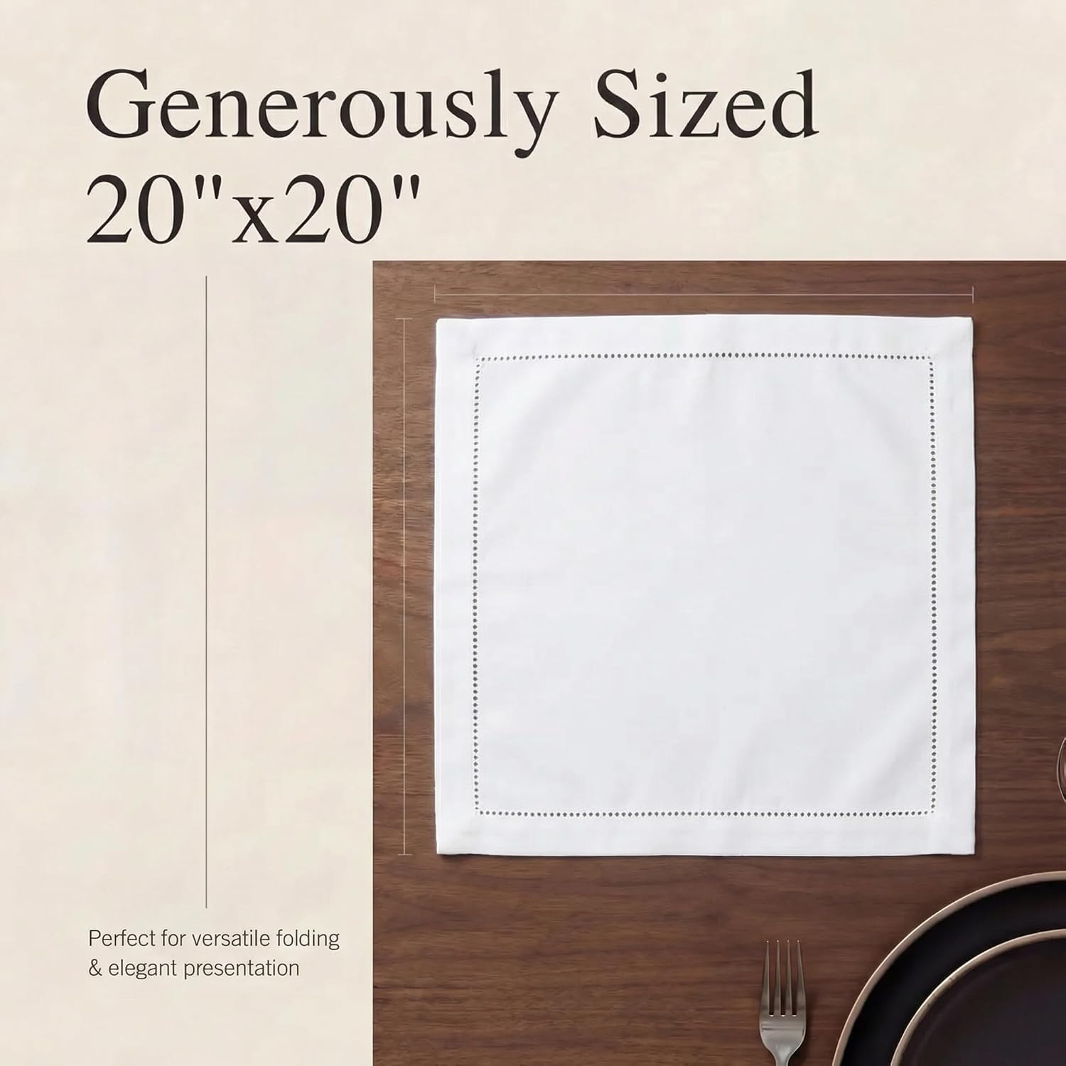 Thumbnail 5 de Urban Villa White Hemstitch Cloth Napkins (12-Pack) – 20x20, 100% Cotton