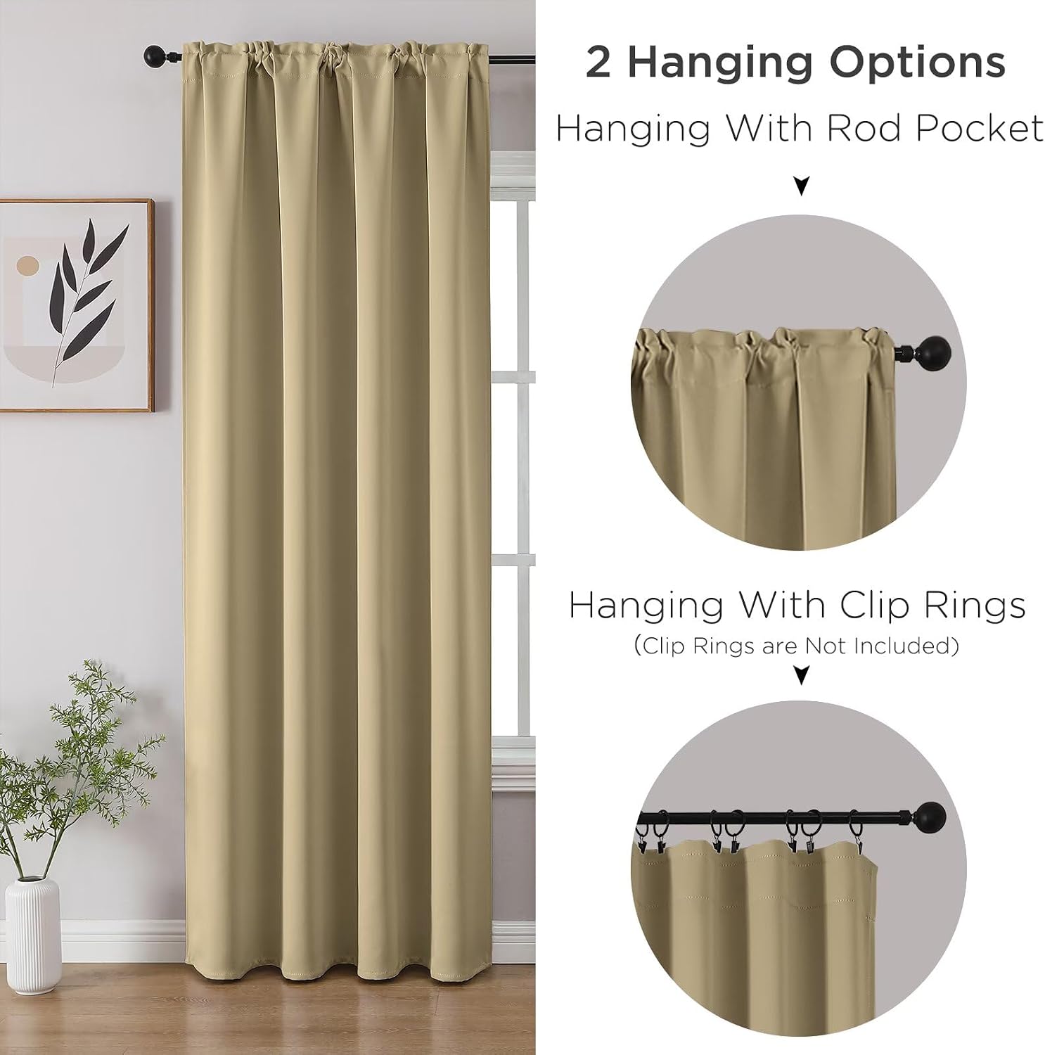 Detalle de CUCRAF Blackout Curtains, 63-Inch Length