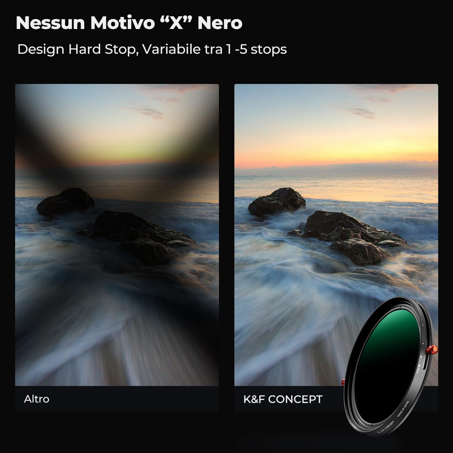 Detalle 2 de K&F CONCEPT Nano-Xcel 37MM ND2-32 & CPL 2 in 1: filtro ND variabile e polarizzatore circolare con custodia