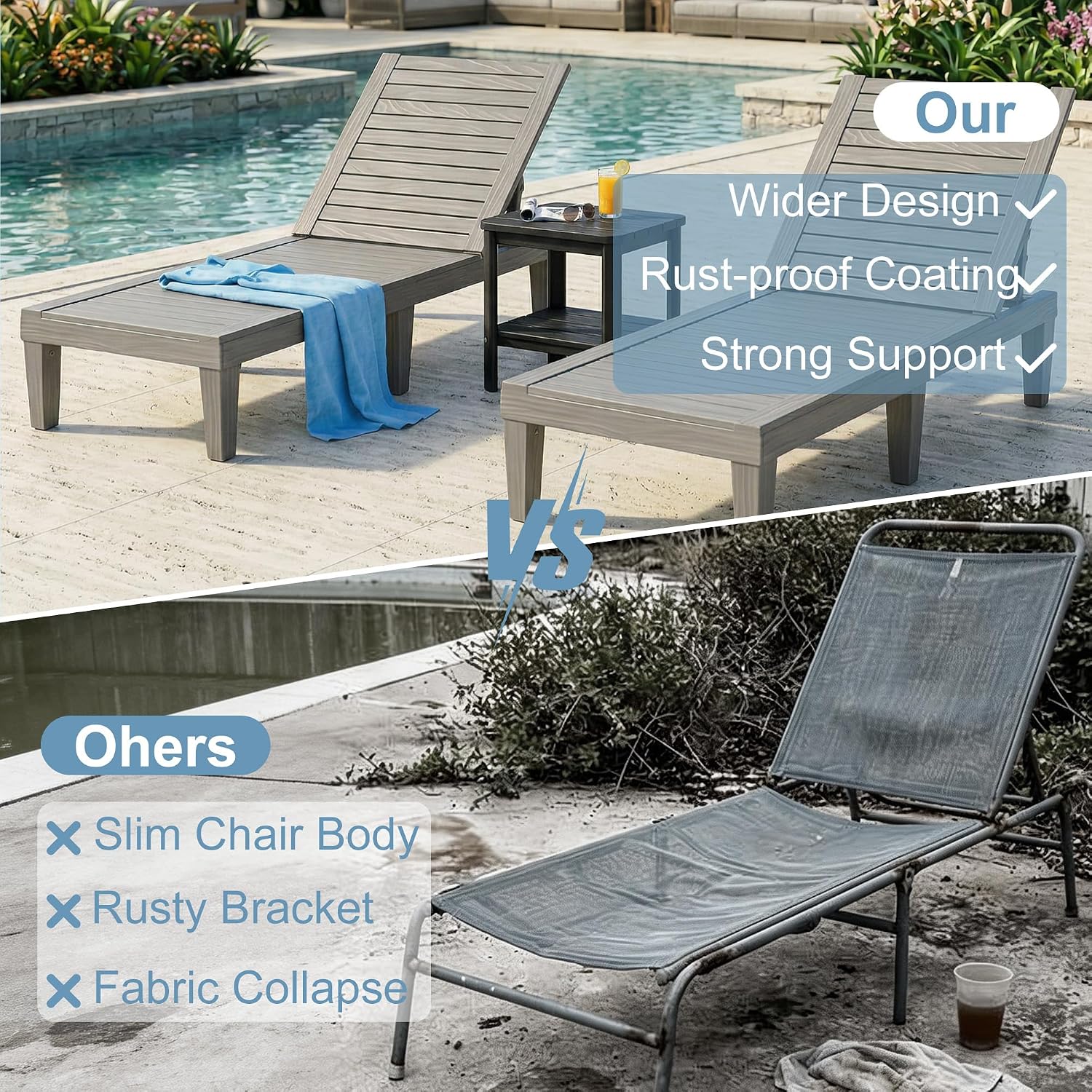 Detalle 1 de EFU Outdoor Lounge Chairs, 5-Position Adjustable