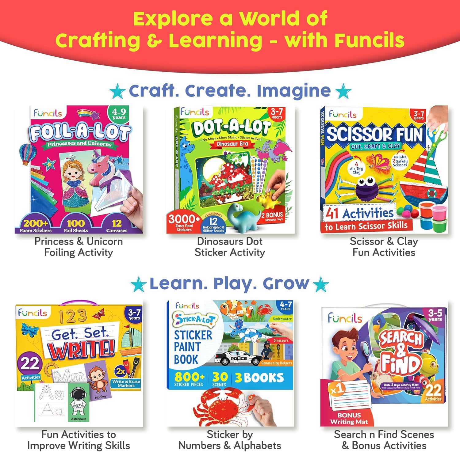 Thumbnail 2 de Funcils Toddler Scissors Skills with Air Clay – 2 Preschool Safety Scissors & Activity Books (ages 3–7)