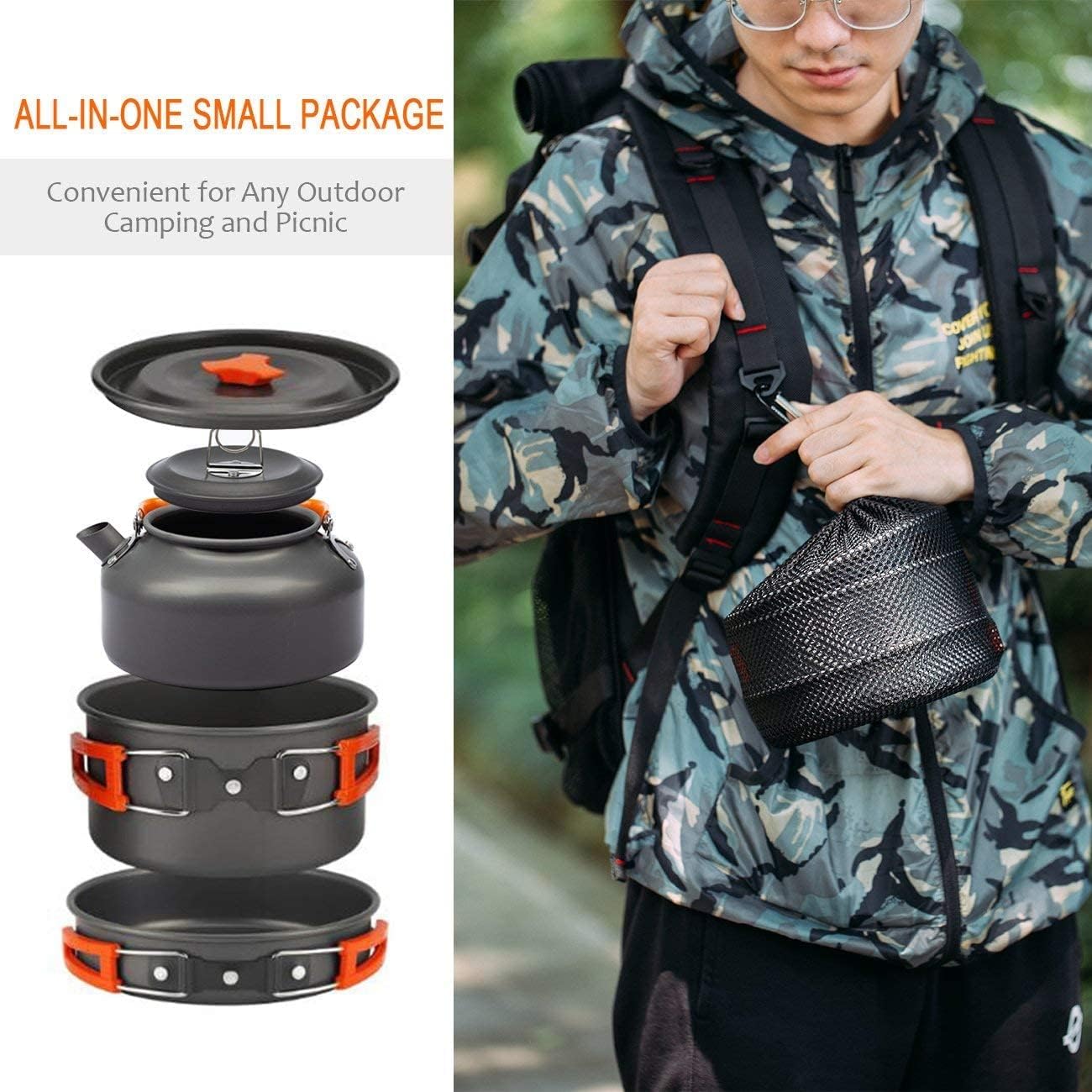 Thumbnail 4 de OVERMONT Camping Kochgeschirr Set Outdoor – 14-teiliges Aluminium Set für unterwegs